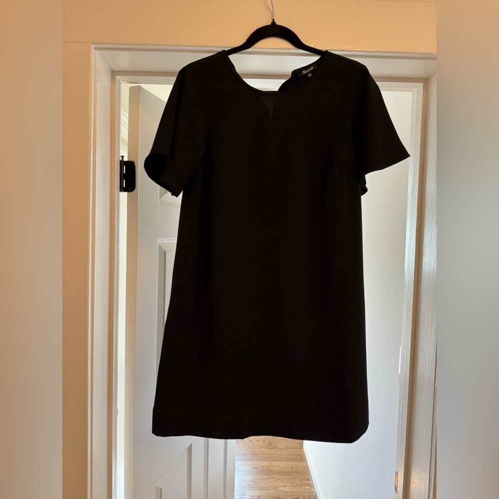 Madewell black slip short sleeve dress